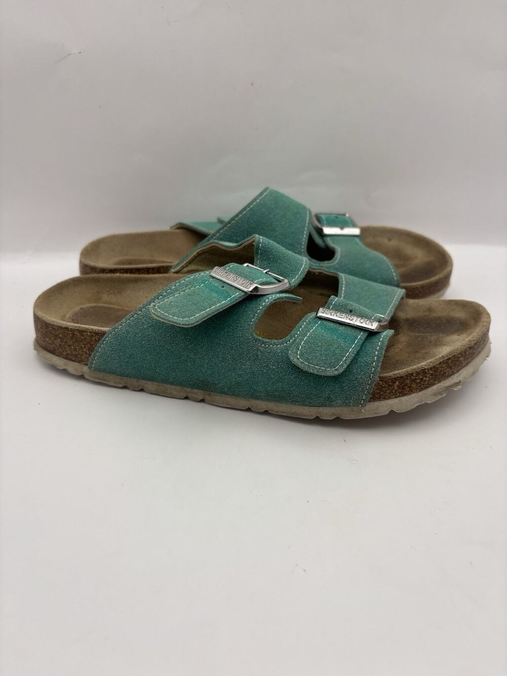 Birkenstock Arizona Teal Suede Sandals Size 38 Women Size 7-7.5